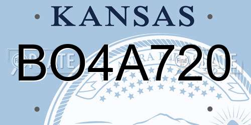BO4A720 Kansas License Plate
