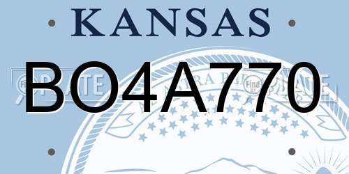 BO4A770 Kansas License Plate