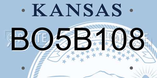 BO5B108 Kansas License Plate