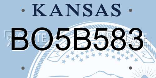 BO5B583 Kansas License Plate