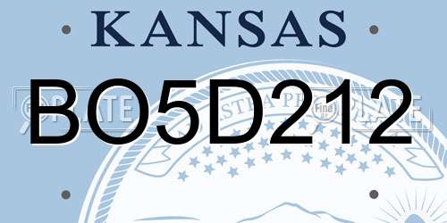 BO5D212 Kansas License Plate