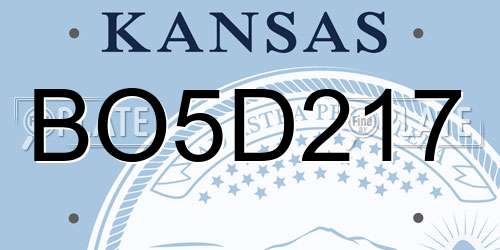 BO5D217 Kansas License Plate