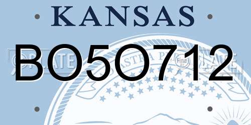 BO5O712 Kansas License Plate
