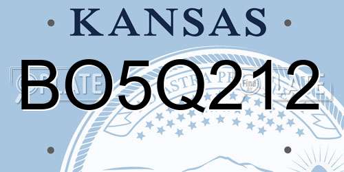 BO5Q212 Kansas License Plate