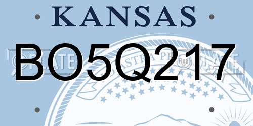 BO5Q217 Kansas License Plate