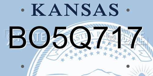 BO5Q717 Kansas License Plate