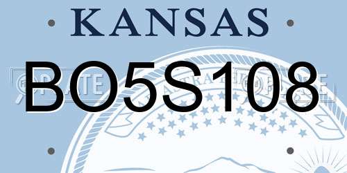 BO5S108 Kansas License Plate