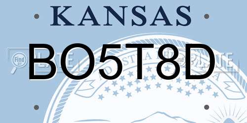 BO5T8D Kansas License Plate