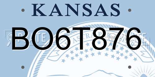 BO6T876 Kansas License Plate