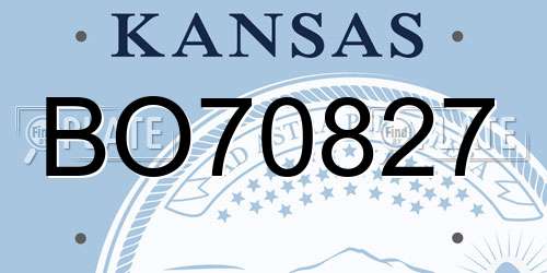 BO70827 Kansas License Plate
