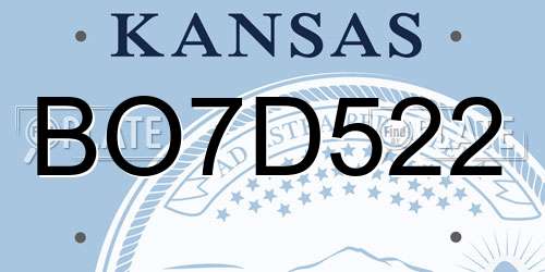BO7D522 Kansas License Plate