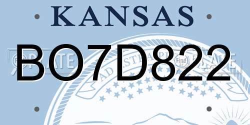 BO7D822 Kansas License Plate