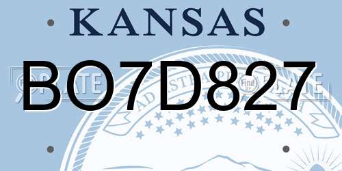 BO7D827 Kansas License Plate