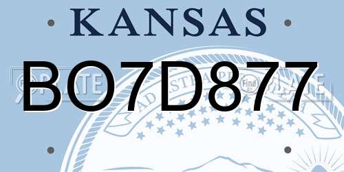 BO7D877 Kansas License Plate