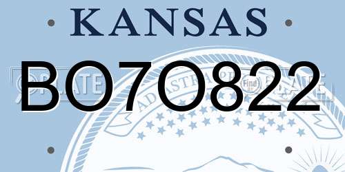 BO7O822 Kansas License Plate
