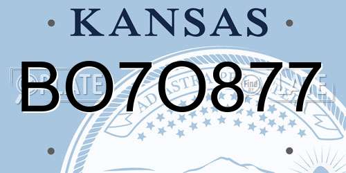 BO7O877 Kansas License Plate