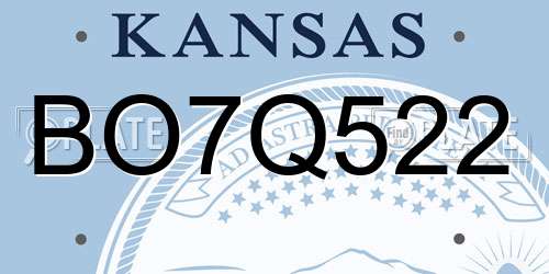 BO7Q522 Kansas License Plate
