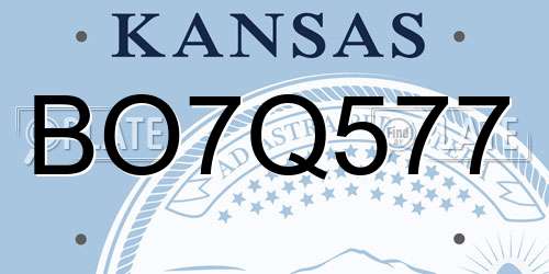 BO7Q577 Kansas License Plate