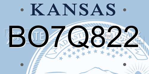 BO7Q822 Kansas License Plate