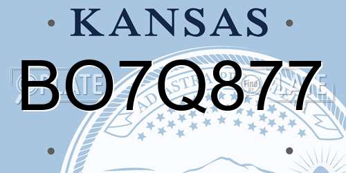 BO7Q877 Kansas License Plate