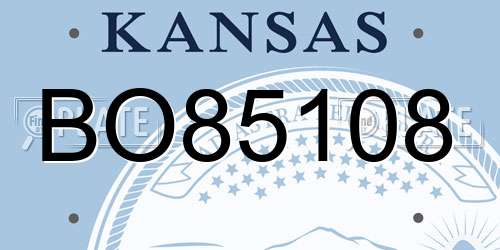 BO85108 Kansas License Plate