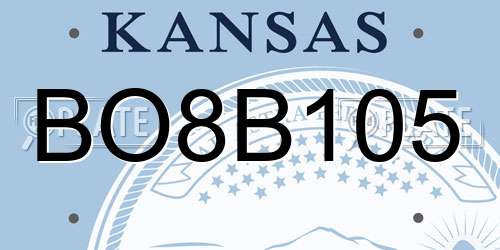 BO8B105 Kansas License Plate