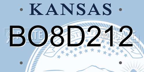BO8D212 Kansas License Plate