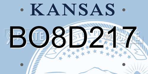 BO8D217 Kansas License Plate