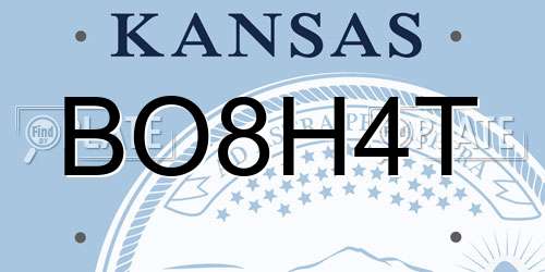 BO8H4T Kansas License Plate