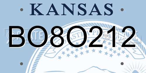 BO8O212 Kansas License Plate