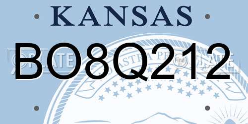 BO8Q212 Kansas License Plate