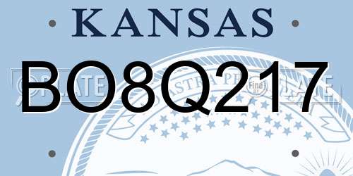 BO8Q217 Kansas License Plate