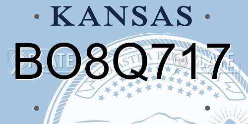 BO8Q717 Kansas License Plate