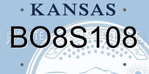 BO8S108 Kansas License Plate