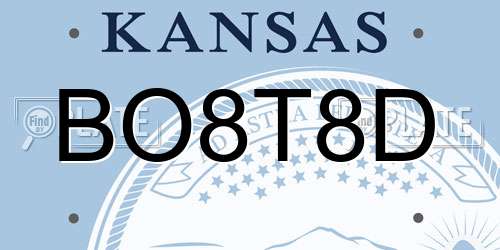 BO8T8D Kansas License Plate