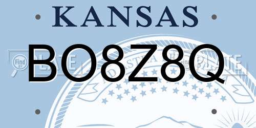 BO8Z8Q Kansas License Plate