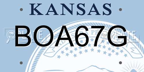 BOA67G Kansas License Plate