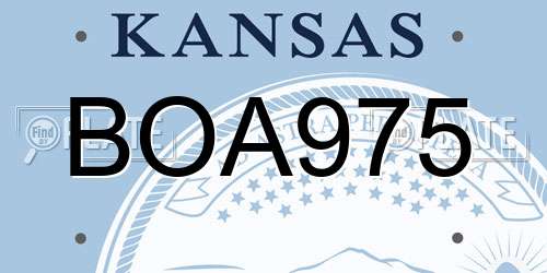 BOA975 Kansas License Plate