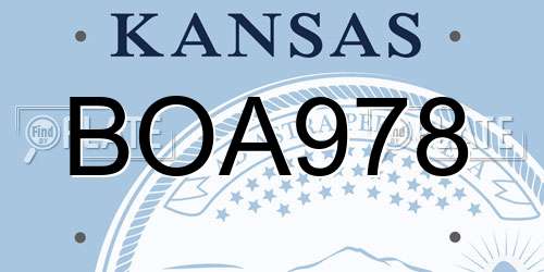 BOA978 Kansas License Plate