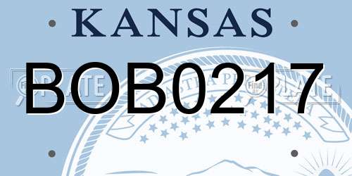 BOB0217 Kansas License Plate