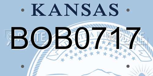 BOB0717 Kansas License Plate