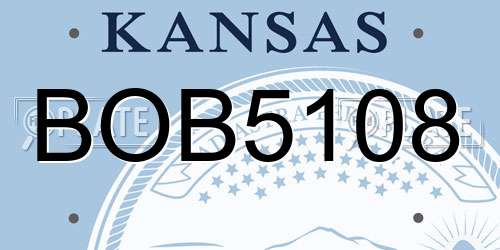 BOB5108 Kansas License Plate