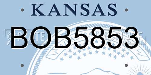BOB5853 Kansas License Plate