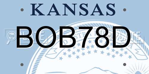 BOB78D Kansas License Plate