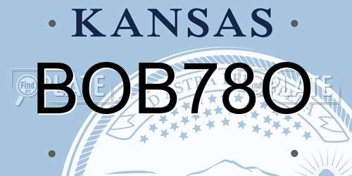 BOB78O Kansas License Plate