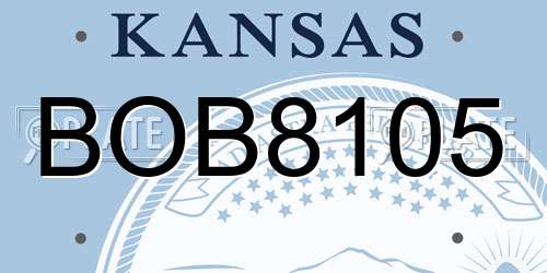BOB8105 Kansas License Plate