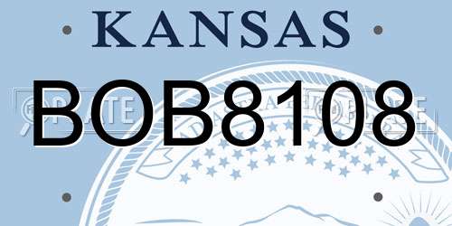BOB8108 Kansas License Plate