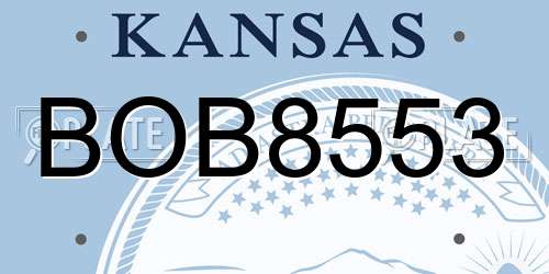 BOB8553 Kansas License Plate