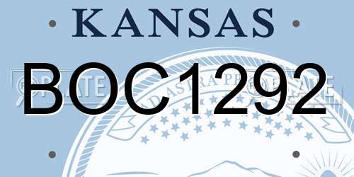 BOC1292 Kansas License Plate