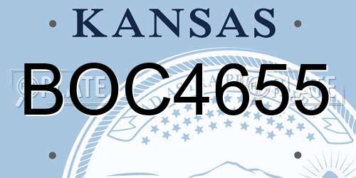 BOC4655 Kansas License Plate
